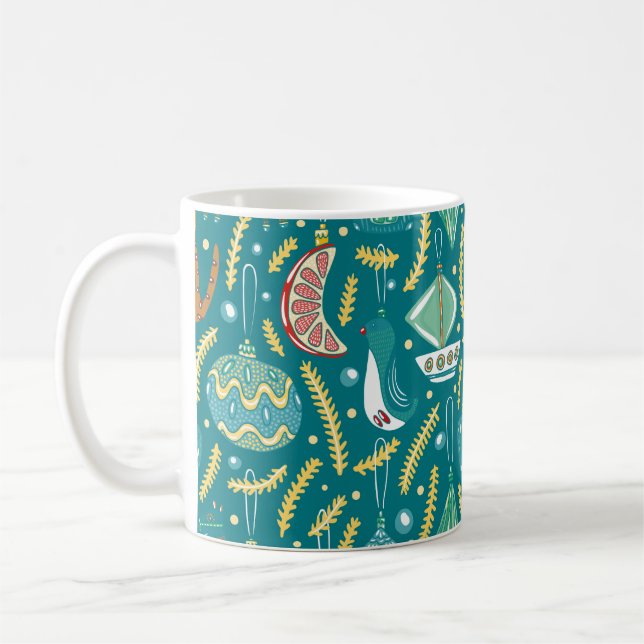 Christmas decorations seamless pattern. Bright col Coffee Mug (Left)
