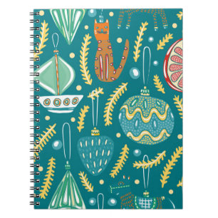 Christmas decorations seamless pattern. Bright col Notebook