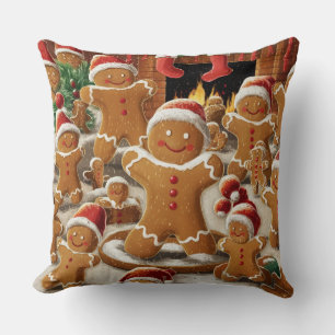 Christmas Decorative Gingerbread Men Pattern Cushion