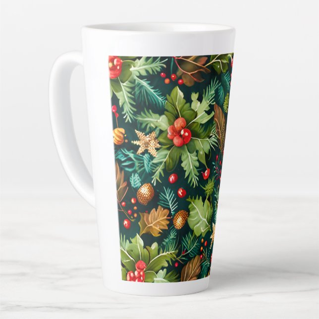 Christmas Decorative Pattern Latte Mug  (Left Angle)