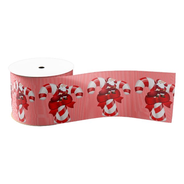 Christmas Decorative Ribbon, Candy Cane Grosgrain Ribbon (Spool)