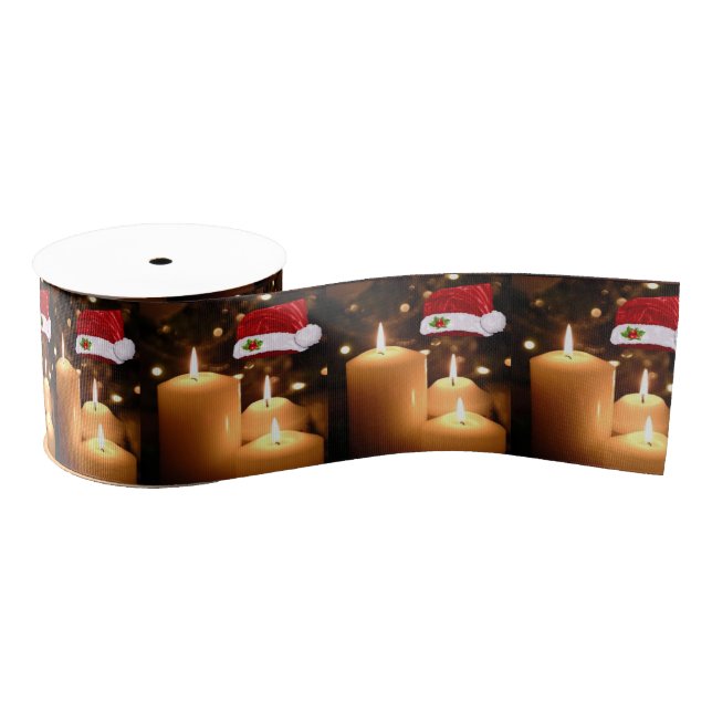 Christmas Decorative Ribbon, Christmas Candle Grosgrain Ribbon (Spool)