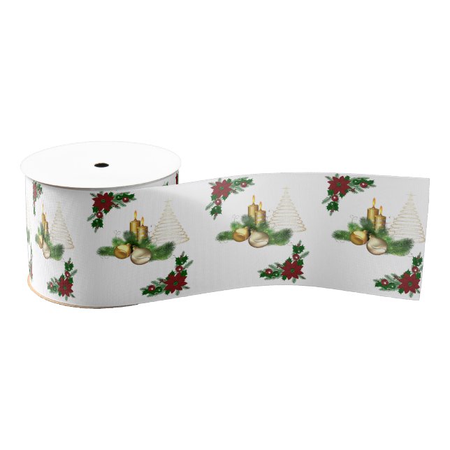 Christmas Decorative Ribbon, Christmas Candle Grosgrain Ribbon (Spool)