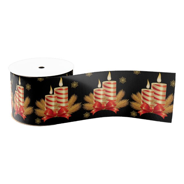 Christmas Decorative Ribbon, Christmas Candle Grosgrain Ribbon (Spool)
