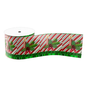Christmas Decorative Ribbon, Christmas Candle Grosgrain Ribbon