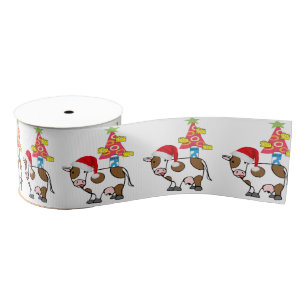Christmas Decorative Ribbon, Cow Hat Milk Cheese  Grosgrain Ribbon