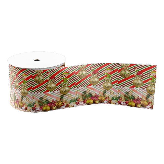 Christmas Decorative Ribbon, Elf Grosgrain Ribbon (Spool)