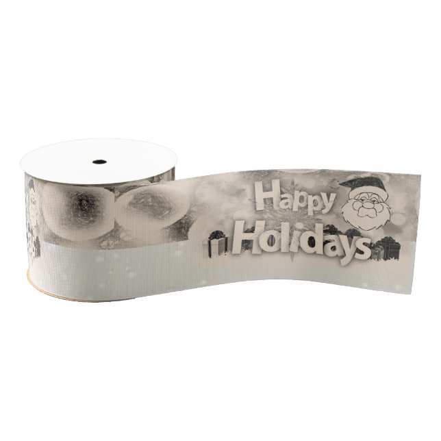 Christmas Decorative Ribbon, Happy Holidays Grosgrain Ribbon (Spool)