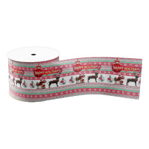Christmas Decorative Ribbon, Happy Holidays Grosgrain Ribbon