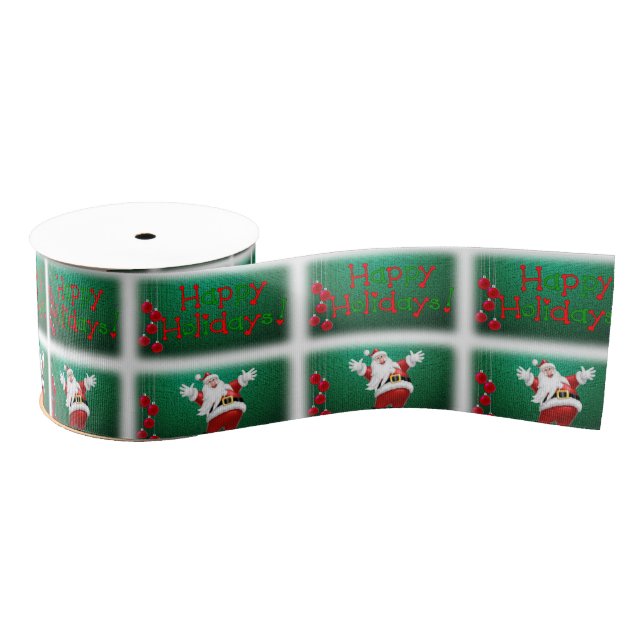 Christmas Decorative Ribbon, Happy Holidays Grosgrain Ribbon (Spool)