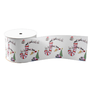 Christmas Decorative Ribbon, Meow Cat Kittens  Grosgrain Ribbon