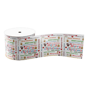 Christmas Decorative Ribbon, Merry Christmas Grosgrain Ribbon