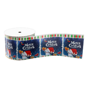 Christmas Decorative Ribbon, Merry Christmas Grosgrain Ribbon