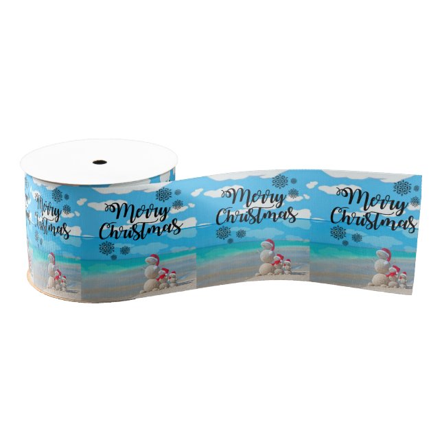 Christmas Decorative Ribbon, Merry Christmas Grosgrain Ribbon (Spool)