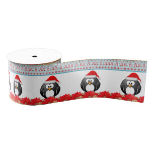 Christmas Decorative Ribbon, Penguin Grosgrain Ribbon