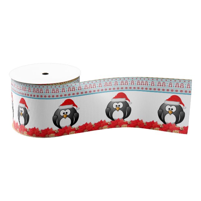 Christmas Decorative Ribbon, Penguin Grosgrain Ribbon (Spool)