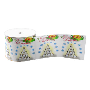 Christmas Decorative Ribbon, Penguin Grosgrain Ribbon
