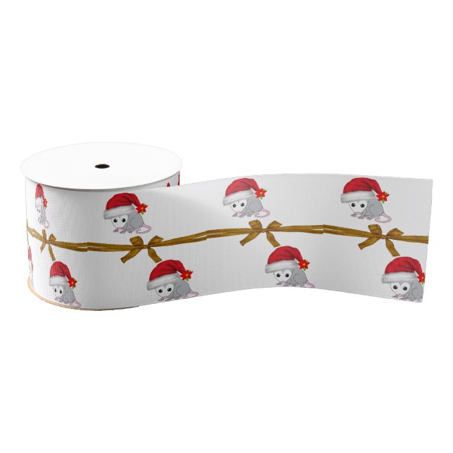 Christmas Decorative Ribbon, Possum Floral  Grosgrain Ribbon (Spool)