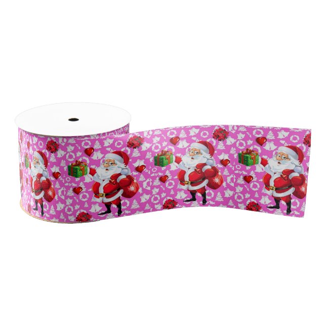 Christmas Decorative Ribbon, Santa Grosgrain Ribbon (Spool)
