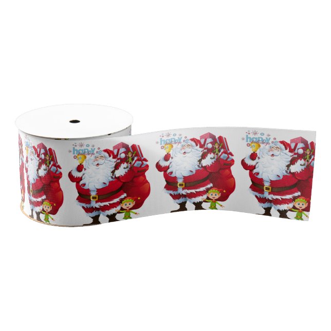 Christmas Decorative Ribbon, Santa Grosgrain Ribbon (Spool)