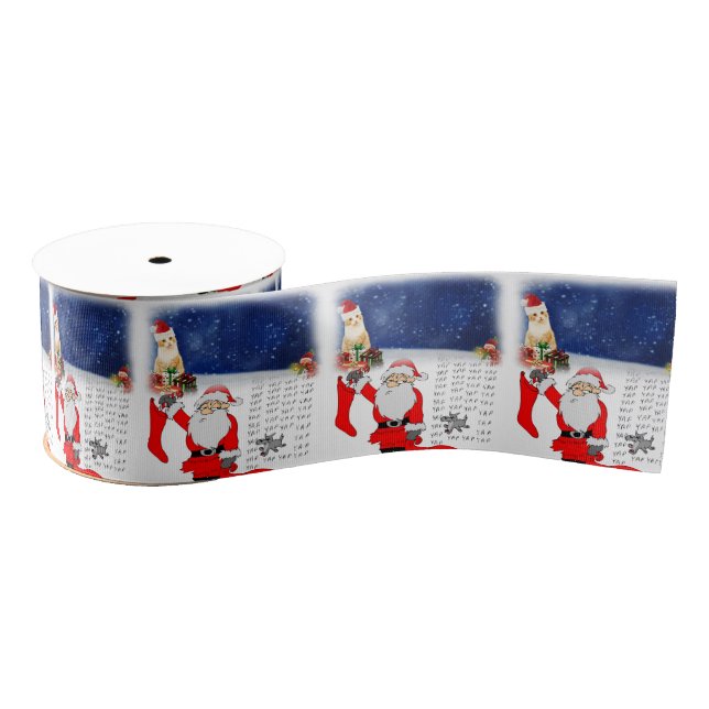 Christmas Decorative Ribbon, Santa Grosgrain Ribbon (Spool)