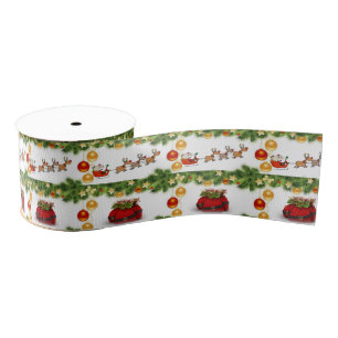 Christmas Decorative Ribbon, Santa Grosgrain Ribbon