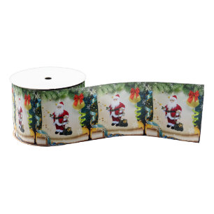 Christmas Decorative Ribbon, Santa Grosgrain Ribbon