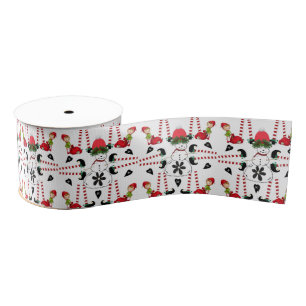 Christmas Decorative Ribbon, Snowman Elf Grosgrain Ribbon