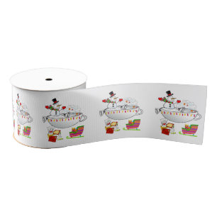 Christmas Decorative Ribbon, Snowman  Grosgrain Ribbon