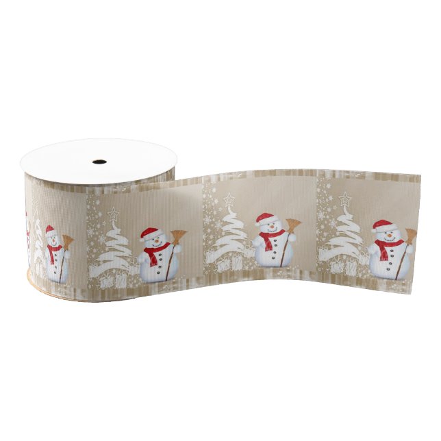 Christmas Decorative Ribbon, Snowman Grosgrain Ribbon (Spool)