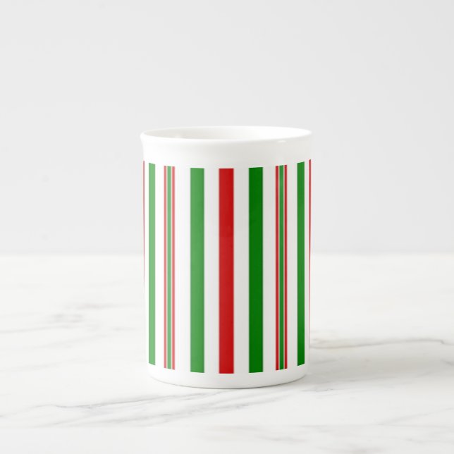 Christmas Decorative Stripes Bone China Mug (Front)