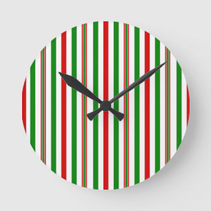 Christmas Decorative Stripes Round Clock