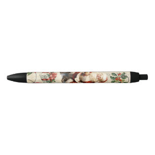 Christmas Decoupage Santa Claus Black Ink Pen
