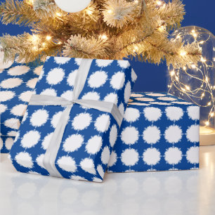 Christmas deep blue and white wrapping paper