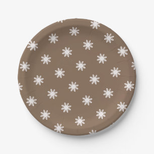 Christmas deep brown snowflake pattern  paper plate