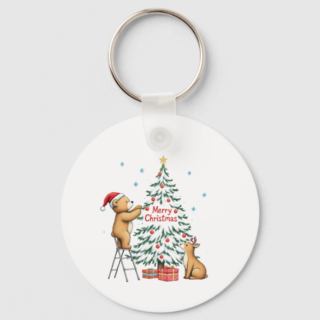 Christmas deer and bear key ring (Front)