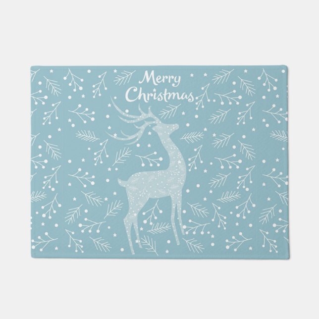 Christmas Deer And Snowflake Doormat (Front)