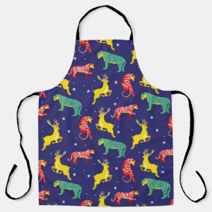 Christmas deer and tiger. Color trends!_ Apron
