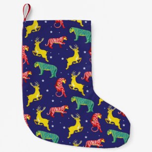 Christmas deer and tiger. Colour trends!_ Small Christmas Stocking