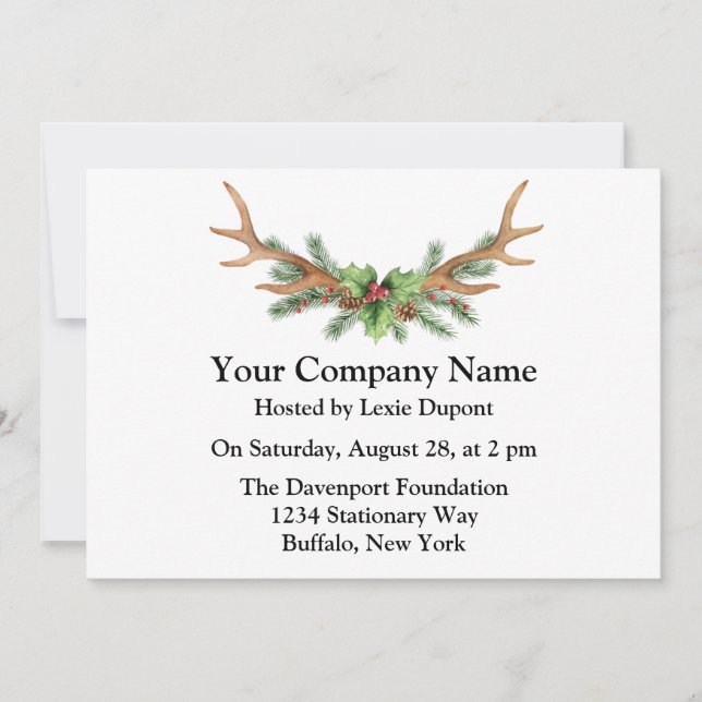 Christmas Deer Antler Company Party Invitation (Front)