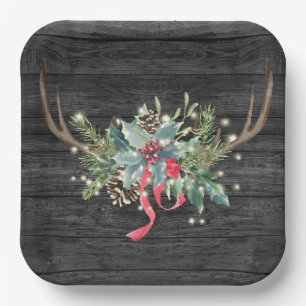 Christmas Deer Antlers with Lights Paper Plate