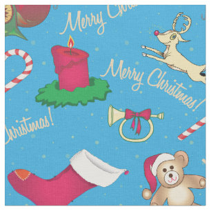 Christmas deer,bear and candle fabric