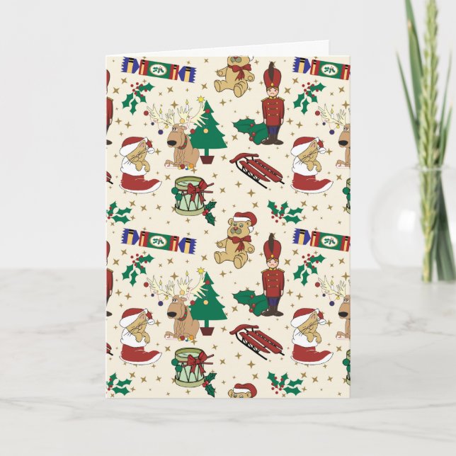 Christmas deer,bear,cat and Nutcracker Card (Front)