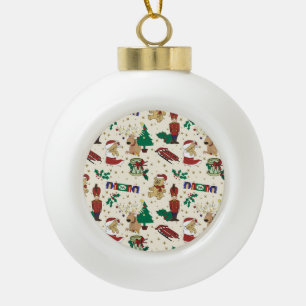 Christmas deer,bear,cat and Nutcracker Ceramic Ball Christmas Ornament