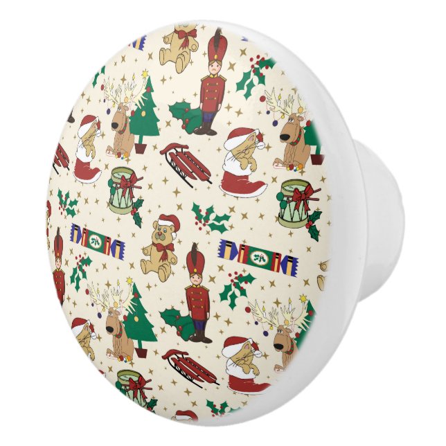 Christmas deer,bear,cat and Nutcracker Ceramic Knob (Right)