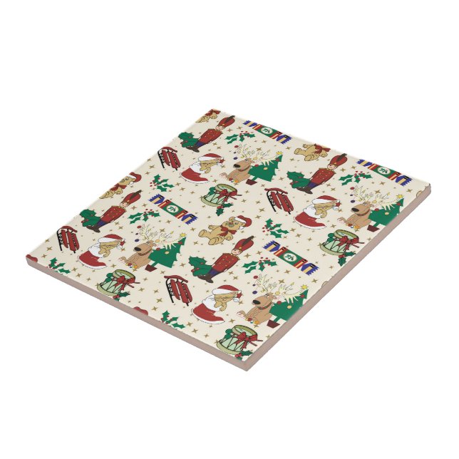 Christmas deer,bear,cat and Nutcracker Ceramic Tile (Side)
