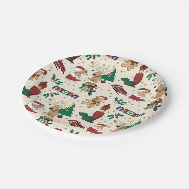 Christmas deer,bear,cat and Nutcracker Paper Plate (Angled)