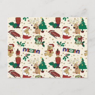 Christmas deer,bear,cat and Nutcracker Postcard