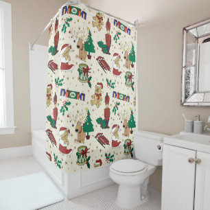Christmas deer,bear,cat and Nutcracker Shower Curtain