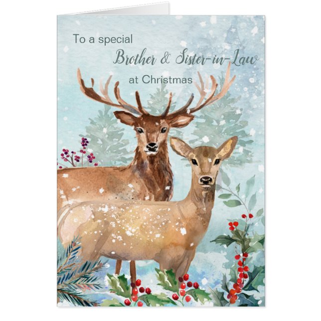 Christmas, deer, Brother & Sister-in-Law Card (Front)